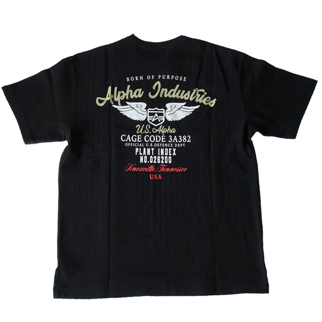 送料込★ALPHA INDUSTRIES★ Basic T Carbon 半袖Tシャツ Alpha Industries tシャツ 「ALPHA」異素材ポケットTシャツ