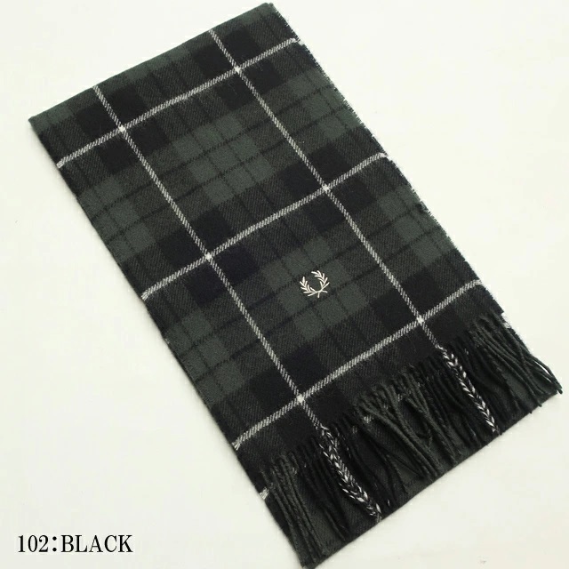 新品*FRED PERRYフレッドペリー　タータンチェックマフラー　イエロー FRED PERRY フレッドペリー タータンチェック マフラー イエロー