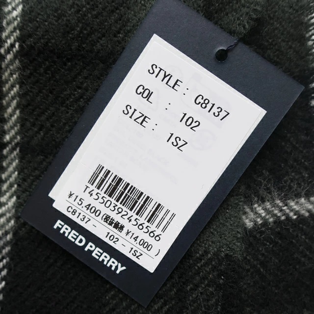 【新品】FRED PERRY フレッドペリー チェック マフラー クリスマス　赤 FRED PERRY フレッドペリー マフラー ユニセックス Lambswool