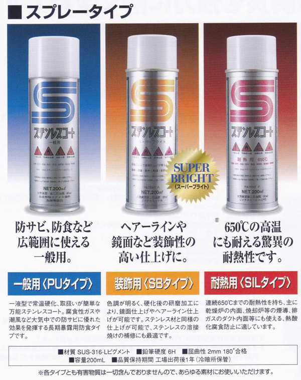 ステンレスコート スーパーブライト 装飾用 SB-200A 200ml ユニテック