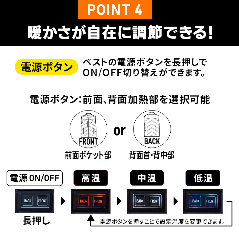 自重堂 作業服 防寒着 電熱ベスト バッテリー付 FGA20000 ヒート
