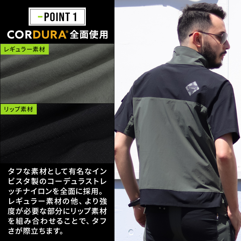 春夏用 作業服・作業用品 ハーフジップ半袖ブルゾン メンズ