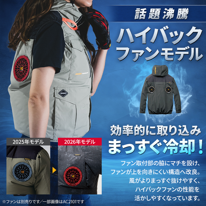 BURTLE 空調服 AC2104 XL ファンセット　ハイバック BURTLE（バートル） AC2104 ベスト (ウェア単品) 空調作業服