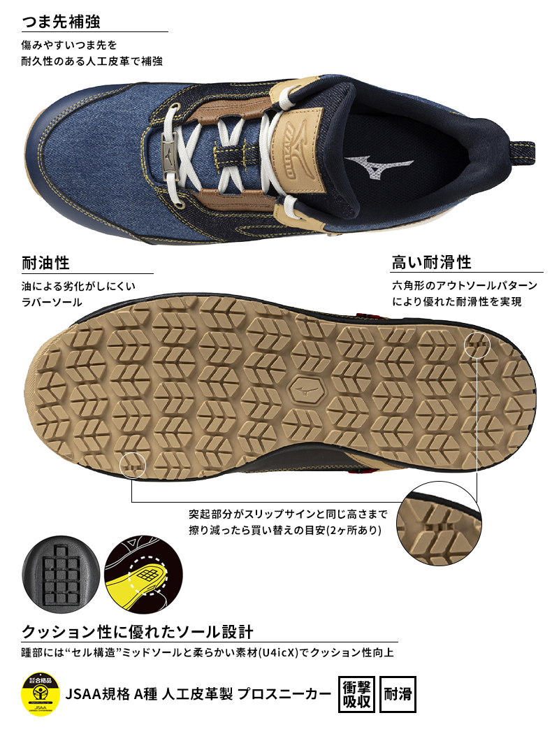 オールマイティ MIZUNO 安全靴・安全スニーカー 紐 ローカット