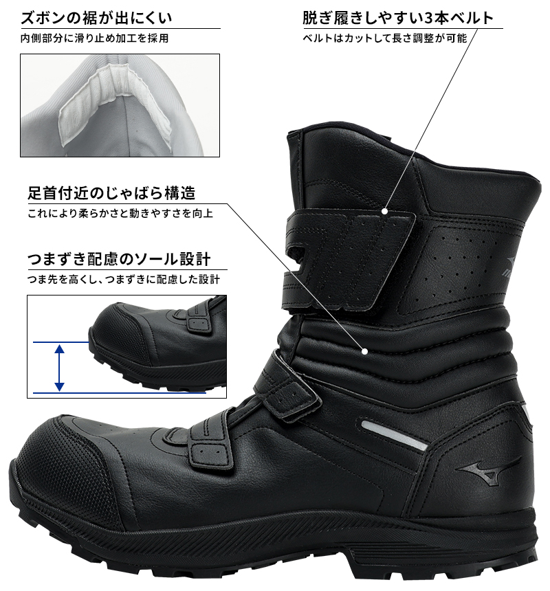 半長靴26.5 軽半長靴 塩ビ製 モノタロウ ブラック色 塩化ビニル クッション