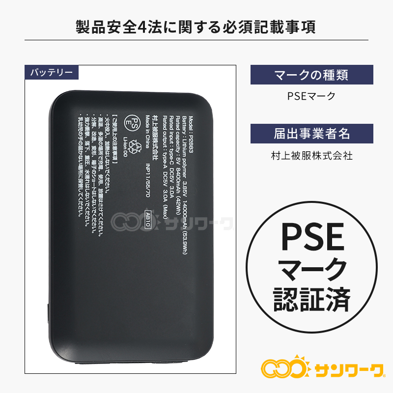 HOOH（鳳皇） ペルチェベスト セット(ベスト&ペルチェデバイス四角形