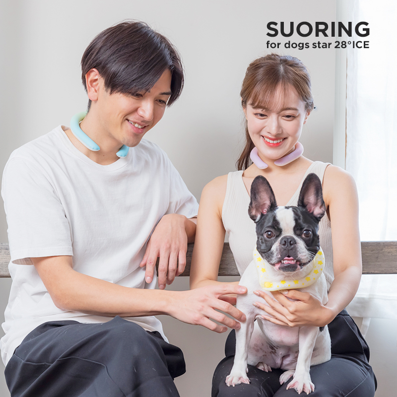 SUO(R)公式 特許取得済 SUO RING 28°ICE for dogs star ボタン付 Lサイズ ネック用 クールリング ネック 首掛け 解熱 熱中症予防 冷却 冷感 暑さ対策 ペット 犬｜suosuo｜04