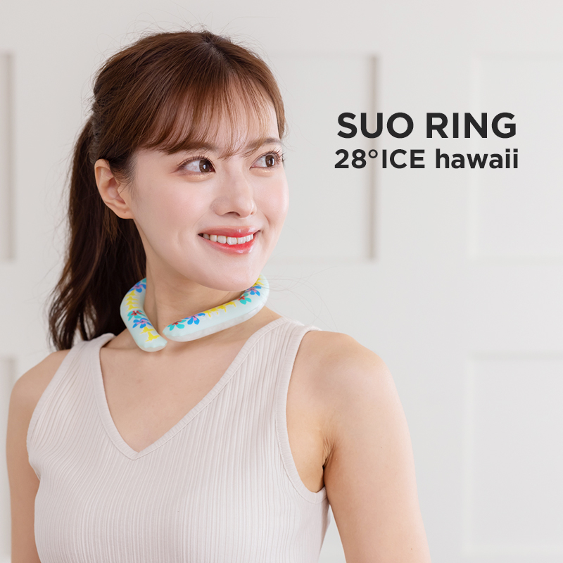 SUO(R)公式 特許取得済 SUO RING 28°ICE hawaii M/Lサイズ ネック用 クールリング ネック 首掛け クール バンド クールネック 解熱 熱中症予防 室内 冷却 冷感｜suosuo｜03