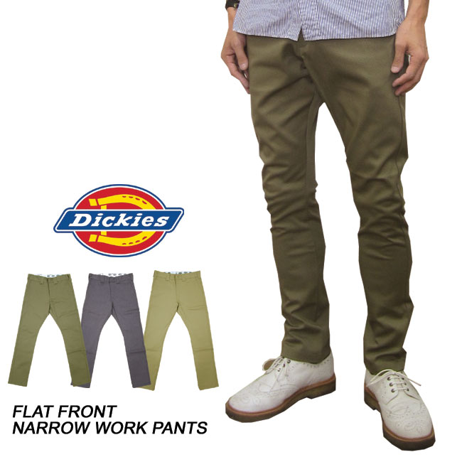 Dickies WD5882 フラットフロントワークパンツ 30インチ　ブラック Dickies ロングパンツ ディッキーズ TCストレッチ ナローパンツ