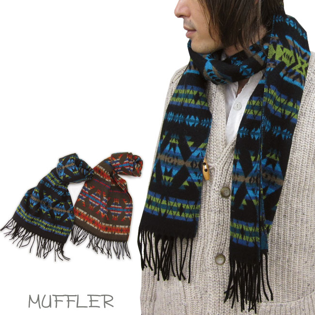 マフラー メンズ /ネイティブ柄 マフラー（フランス製） : SUPER RAG