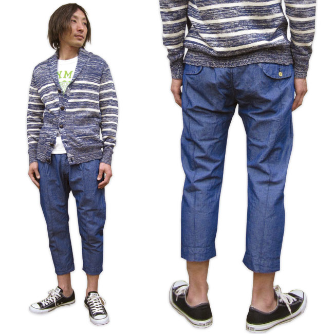 パンツ メンズ /カトーブランド シャンブレー クロップド パンツ