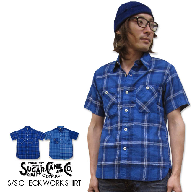 SUGAR CANE シャツ メンズ/シュガーケーン 半袖 チェック ワークシャツ