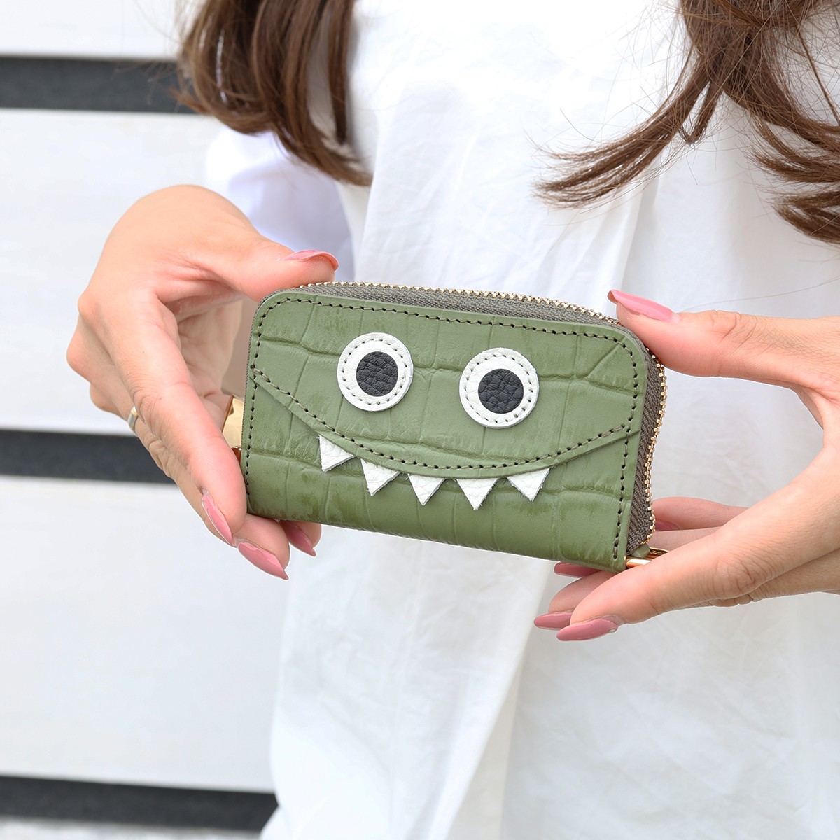 4連クロコ型モンスターキーケース/全14色】クロコダイル型押しレザー