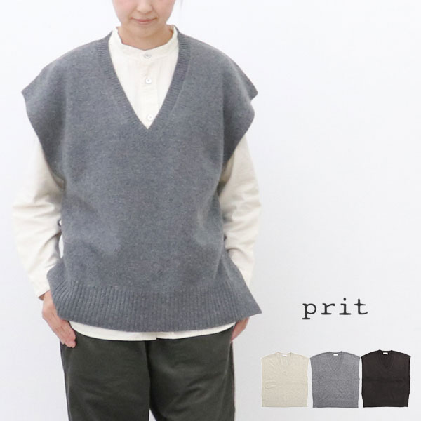 新品 プリットprit 綿麻ストレッチデニム サイドスリットV