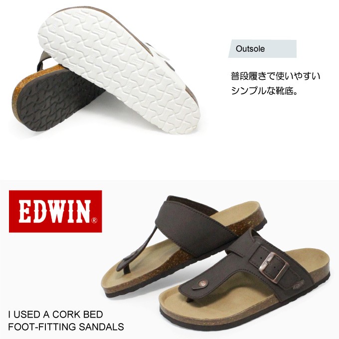 EDWIN サンダル メンズ トングサンダル フラットサンダル