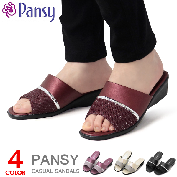 パンジー サンダル つっかけ オフィスサンダル レディース 黒 pansy 軽量 歩きやすい 疲れにくい 6602｜superfoot