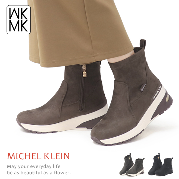 ミッシェルクラン ショートブーツ レディース 厚底 ブーツ ファスナー 撥水 防水 MICHEL KLEIN MK-5037｜superfoot