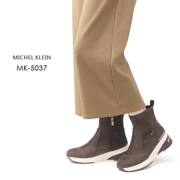 ミッシェルクラン ショートブーツ レディース 厚底 ブーツ ファスナー 撥水 防水 MICHEL KLEIN MK-5037