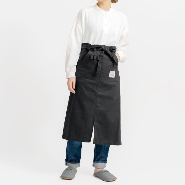 カフェエプロン ギャルソンエプロン 腰巻 ロング丈 スタッフエプロン