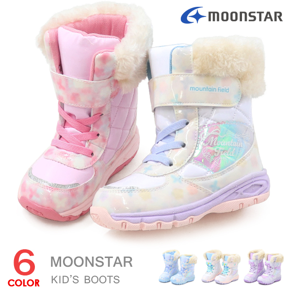 ムーンスター ブーツ キッズ スノーブーツ 女の子 防寒ブーツ 防水 防滑 花柄 かわいい 雪遊び MF