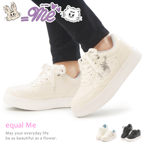 =Me スニーカー 女の子 キッズ 厚底 ジュニアシューズ 子供靴 ひも靴 通学靴 イコールミー ME-3799