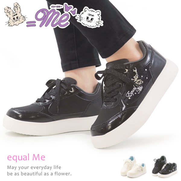 スニーカー キッズ =Me 女の子 厚底 ジュニアシューズ 子供靴 ひも靴 通学靴 イコールミー ME-3799
