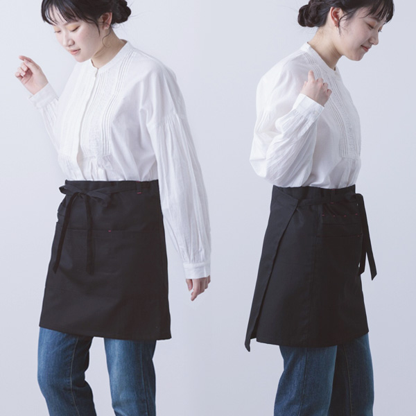 カフェエプロン ギャルソンエプロン 腰巻 ショート丈 スタッフエプロン
