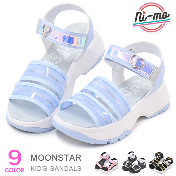 Ni-mo ムーンスター ni-mo キッズ サンダル 女の子 ジュニア ウェッジ