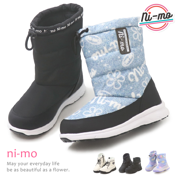 Ni-mo ni-mo スノーブーツ キッズ ブーツ 女の子 防寒ブーツ ジュニア