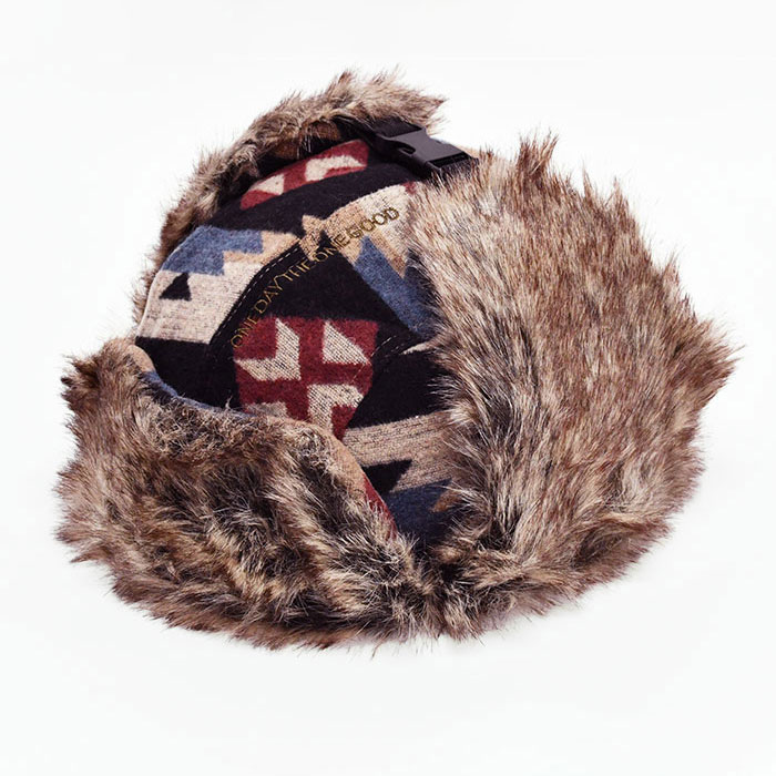 オルテガ柄 アビエーターキャップ メンズ レディース パイロット