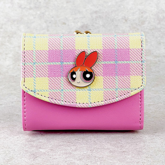 新品 パワーパフガールズ 二つ折り財布 グレー PPG ジップ