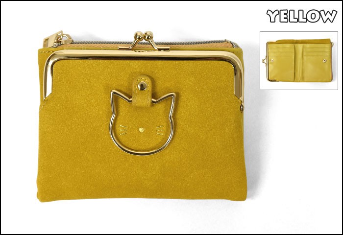 早い者勝ち！未使用品☺︎think bee! がま口　猫スワロフスキーレザー 猫グッズ 猫 雑貨 ミニ財布 財布 レディース 小さめ 三つ折り