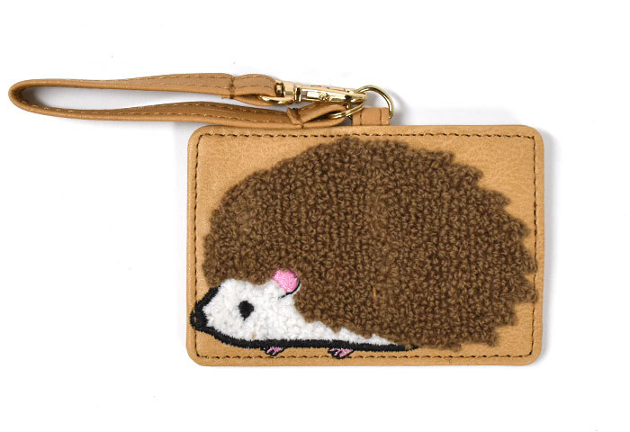 パスケース 定期入れ レディース おしゃれ/FLAPPER フラッパー/フェイクレザー ハリネズミ サガラ刺繍 ストラップ付き | flapper_bags | 03