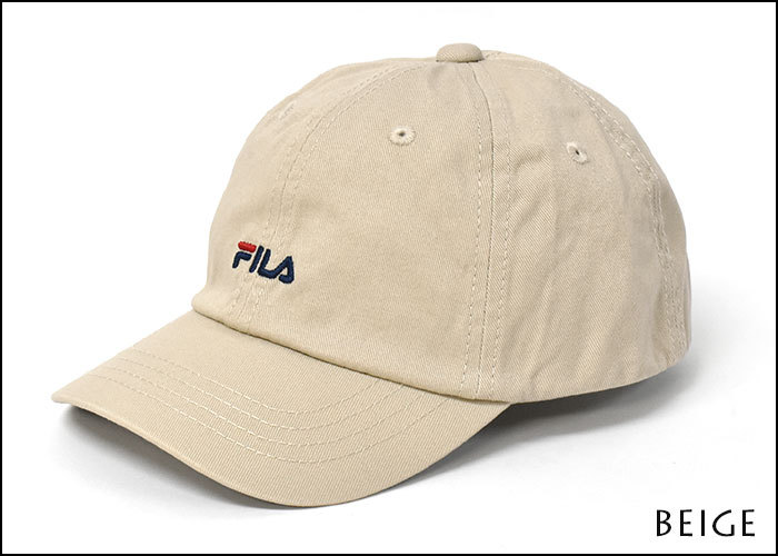新品 FILA フィラ スモールロゴ キャップ 帽子 ベージュ 刺繍 おしゃれ