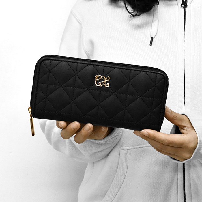 キルティング ラウンドファスナー 長財布 レディース 大容量 ラウンド