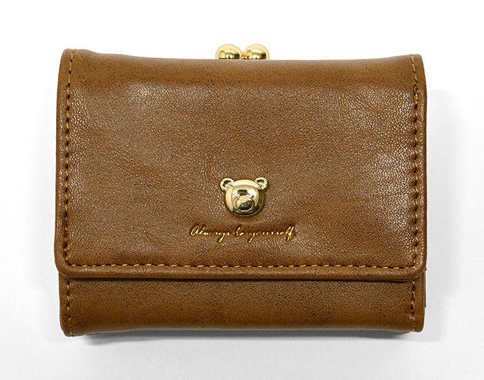 くま クマ 熊 グッズ くまグッズ 財布 フェイクレザー ベア がま口 三