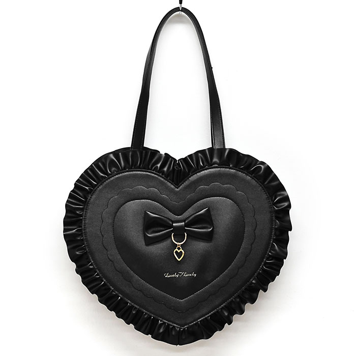 削除あり　ジューシークチュール　リボン　ハートチャーム付き　バッグ　ブラック 削除あり ジューシークチュール リボン ハートチャーム付