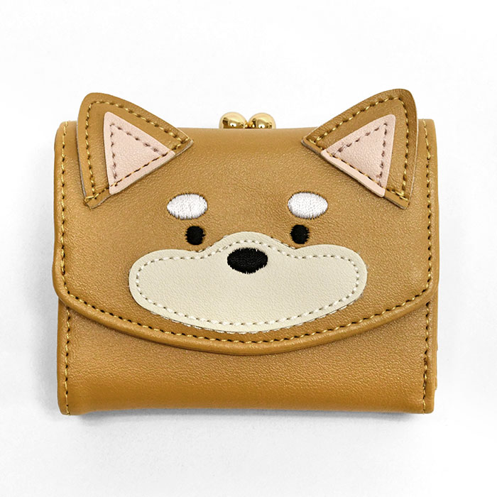 【いぬ3 】 柴犬 財布 がま口 三つ折り ミニ財布 ミニウォレット 三つ折り