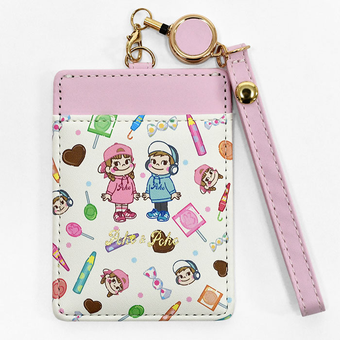キッズ 子供用 ジュニア ペコちゃん リール付き パスケース 定期入れ