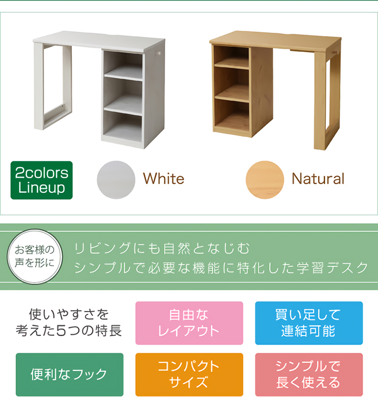 コンパクトデスク Wit's(ウィッツ) 育てるデスク ラックセット 多機能