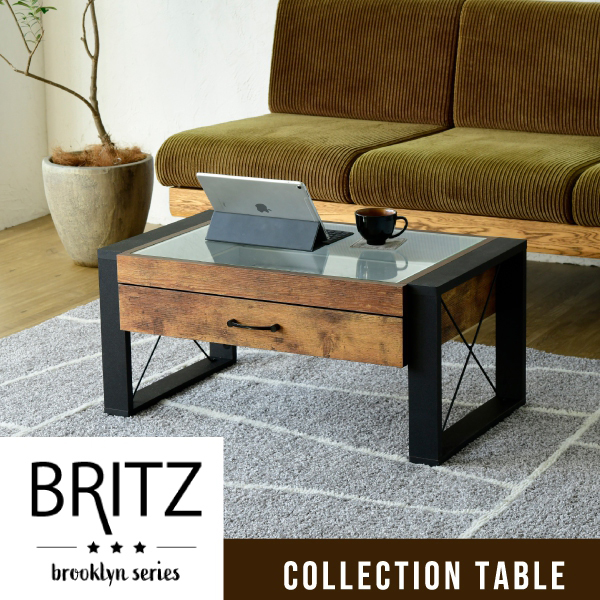 センターテーブル BRITZ ヴィンテージ風コレクションテーブル
