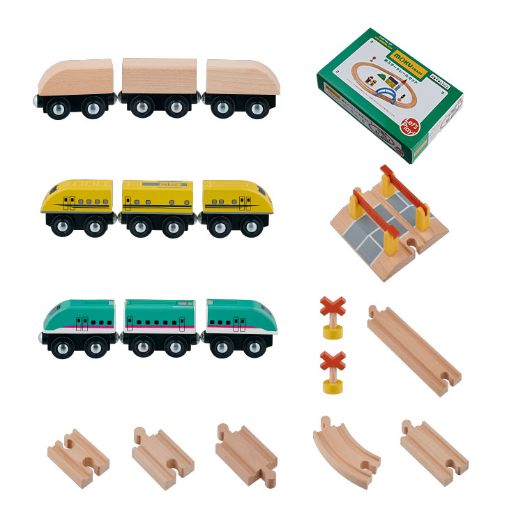 おもちゃ 玩具 キッズ 子供 子ども こども 男の子 新幹線 電車 線路 3歳 誕生日 お祝い ギフト 木製トレイン 木製電車とレールセット moku TRAIN(モクトレイン)｜superkagu｜02
