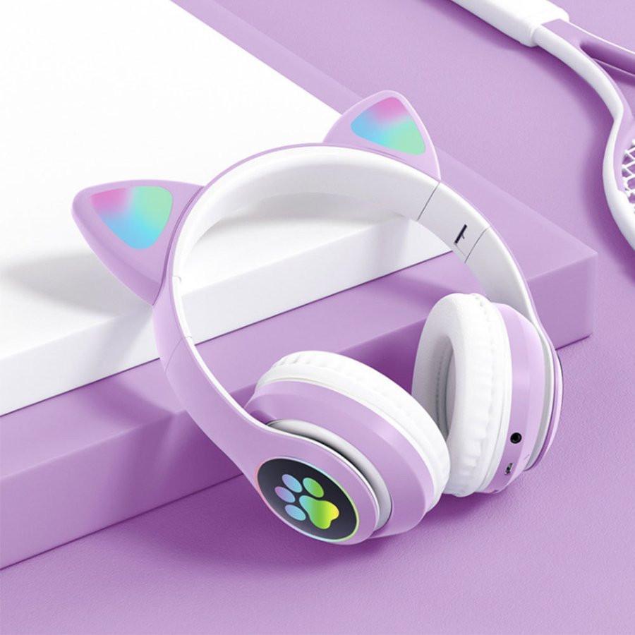 ヘッドホン 猫耳 かわいい 虹色ライト ネコ耳 ヘッドホン ワイヤレス Bluetooth5.0 SNSで大注目 10時間連続再生 有線 無線  折りたたみ 高音質 ゲーム 11