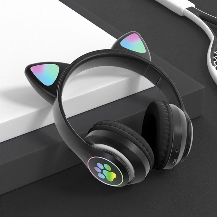 ヘッドホン 猫耳 かわいい 虹色ライト ネコ耳 ヘッドホン ワイヤレス Bluetooth5.0 SNSで大注目 10時間連続再生 有線 無線  折りたたみ 高音質 ゲーム 11
