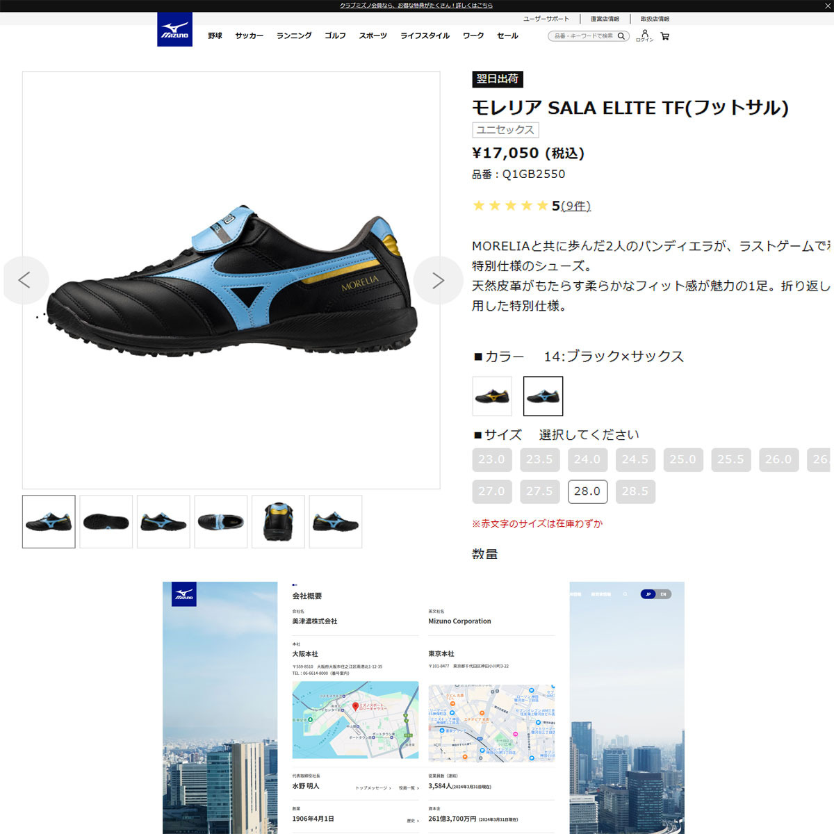 MIZUNO（ミズノ） （メンズ、レディース）フットサルシューズ モレリア
