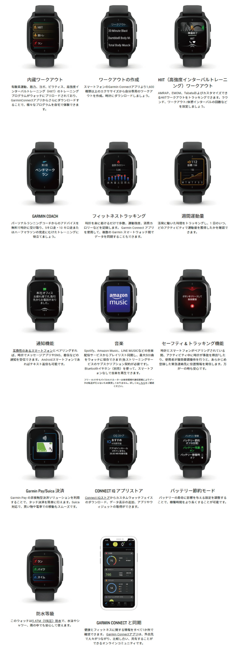 ガーミン（GARMIN）（メンズ、レディース）スマートウォッチ 時計 GPS Venu Sq 2 Music 010-02700-70 約 時計 mm