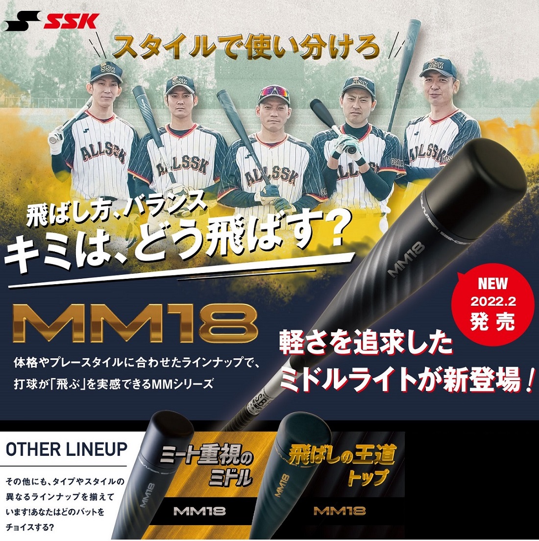 おすすめの エスエスケイ（SSK） 軟式用バット 野球 一般 MM18 ミドル