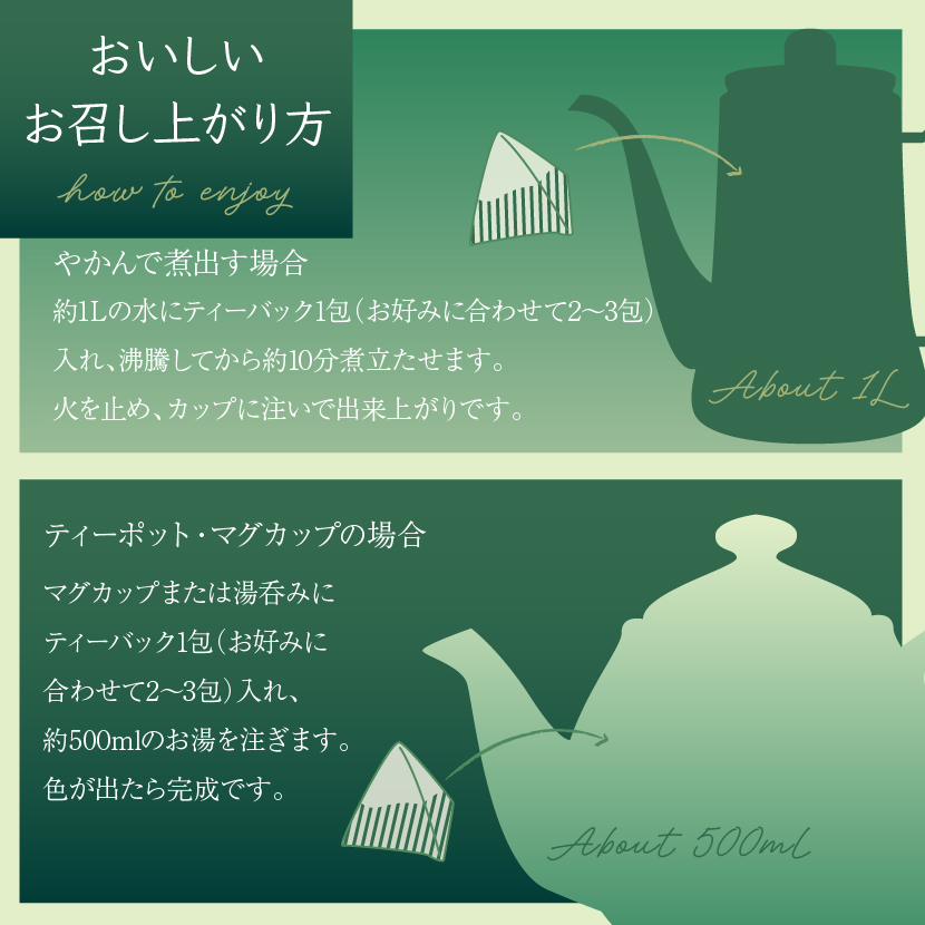 オーガニック グリーンルイボスティーのおいしい飲み方 水出し 煮出し お湯出しで楽しめる