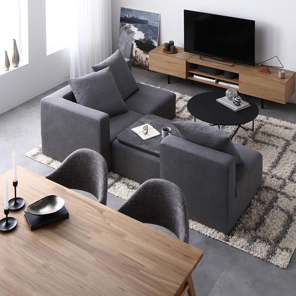 システムソファ セット SET.D コーナー×3 ＋ 1P×2 グレー ソファセット