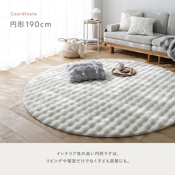ふわもこ ラグ 約190×240cm アイボリー 洗える 抗菌 消臭 ペット臭